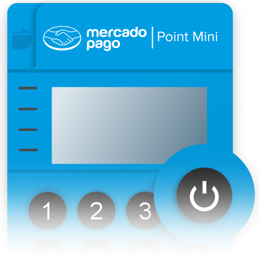 Maquininha com foco no botão de ligar